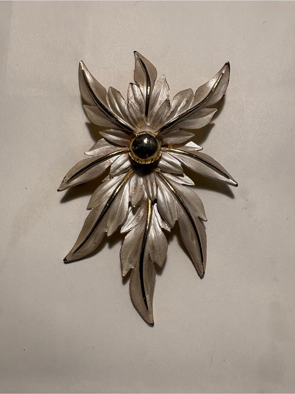 Vintage Park Lane white enamel gold accent Brooch